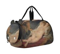 Hubert Robert Paesaggio Pittura Ragazze Tote Duffle Bags Viaggio Weekender Pernottamento con scomparto per scarpe Carry on Duffel Bag Boy, Rubens stampa Ermit dormire Angelica, classico