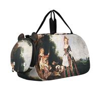 Hubert Robert Paesaggio Pittura Ragazze Tote Duffle Bags Viaggio Weekender Pernottamento con scomparto per scarpe Carry on Duffel Bag Boy, Jean-Antoine Watteau pittura, classico