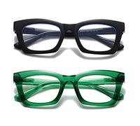 Hubeye 2 Pacco Occhiali da Lettura Donna Rettangolari Retrò alla moda Occhiali Anti Luce Blu con la Custodia in tessuto 1.25