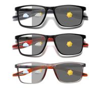 Hubeye 3 Paia Occhiali da lettura Fotocromatici da Sole Occhiali da Uomo e Donna Sportivo TR90 Ultraleggero Flessibile con la Cerniera a molla Occhiali anti luce blu 3.50