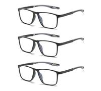 Hubeye 3 Paia Occhiali da lettura Sportivo da Uomo e Donna Lettore TR90 Ultraleggero Quadrato Confortevole Flessibile Occhiali Anti luce blu 3.50