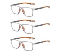 Hubeye 3 Paia Occhiali da lettura Sportivo da Uomo e Donna Lettore TR90 Ultraleggero Quadrato Confortevole Flessibile Occhiali Anti luce blu 1.50