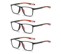 Hubeye 3 Paia Occhiali da lettura Sportivo da Uomo e Donna Lettore TR90 Ultraleggero Quadrato Confortevole Flessibile Occhiali Anti luce blu 1.50