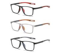 Hubeye 3 Paia Occhiali da lettura Sportivo da Uomo e Donna Lettore TR90 Ultraleggero Quadrato Confortevole Flessibile Occhiali Anti luce blu 2.50