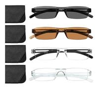 Hubeye 4 Paia Occhiali da lettura da Donna e Uomo Occhiali da Sole Montatura Trasparente Ultraleggeri Flessibile Anti luce blu 1.50