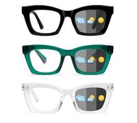 Hubeye Occhiali da lettura da Donna Retrò alla Moda con la Cerniera a molla Occhiali Anti Luce Blu (Nero+Verde+Trasparente, 2.50)