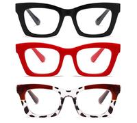 Hubeye Oprah - Set di 2 occhiali da lettura per uomo e donna, con blocco della luce blu, con cerniera a molla e custodia per, 3p3, 50 mm (ancho de lente)