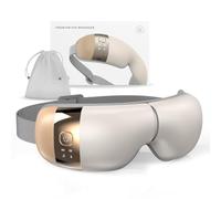 HubiCare HEM-5 Massaggiatore occhi con calore vibrazioni e musica Bluetooth, sollievo da emicrania e affaticamento visivo, riduce occhiaie e borse, relax sonno, design pieghevole portatile (Beige)