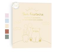 HuBorns - Album Nascita Bambina e Bambino per Incollare Foto e Scritte con +50 Pagine e Adesivi, Album Fotografico Neonato per il Primo Anno fino a 5 Anni, Ideale per Regalo Nascita Bimba e Bimbo