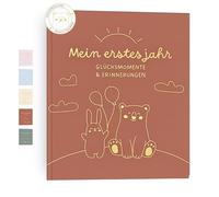 HuBorns - Album Nascita Bambina e Bambino per Incollare Foto e Scritte con +50 Pagine e Adesivi, Album Fotografico Neonato per il Primo Anno fino a 5 Anni, Ideale per Regalo Nascita Bimba e Bimbo