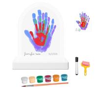 HuBorns - Cornice Impronta Mani e Piedi Neonati con Spazio per 4 Impronte, Kit Impronta Mani Famiglia per Dipingere Impronte, Set Impronte Mani e Piedi Neonato Ideale Regalo Neonato