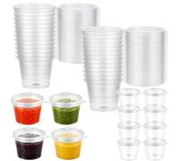 HUCHQIAI 100 piccoli contenitori in plastica riutilizzabili con coperchio, 25 ml, in plastica dura, con coperchio, piccoli, per salse, condimenti, piccoli contenitori in plastica, per salse, deli