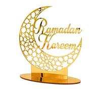 HuddleGlow 1Pcs Acrilico Eid Mubarak Decorazione da Tavola, Ramadan Moon Night Light, Ramadan Mubarak Decoration, Moon Star Ramadan
