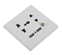 HuddleGlow 2.1A Dual USB Caricabatteria da Parete Adattatore per Presa di Corrente Universale Interruttore Bianca per Pannello