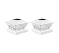 HuddleGlow Luce per di Recinzione Esterna, Luce Bianca Calda e Bianca Fredda, Lampada A Colonna per Villa Impermeabile, Luce A Pilastro A LED Solare B