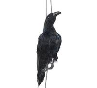 HuddleGlow Realistico Corvo Morto Appeso Un Grandezza Naturale Extra Large Corvo Piumato Nero