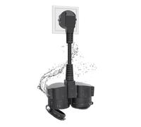 HuddleGlow Spina Doppia per Presa, Prolunga con 2 Prese Schuko, Presa Multipla da Esterno, 16 A/250 V, Spina EU