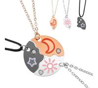 Hudiepan 3 Pezzi Bff Collana Amicizia a Tre, Collana Amicizia Stelle Sole Luna, per 3 Ragazzi per Regalo Donna Laurea Compleanno Regali Amica (Argento Oro Nero)