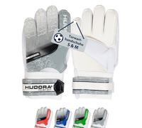 HUDORA Guanti da portiere - Guanti da calcio imbottiti per bambini e ragazzi in taglia M - dorso in schiuma - guanti da calcio con chiusura in velcro - grigio