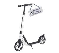 HUDORA Monopattino BigWheel 205 Advanced, nero/bianco, Monopattino comodo in alluminio per peso fino a 100kg, Altezza regolabile e struttura pieghevole, Monopattino bambini/ragazzi e adulti