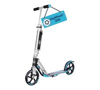 HUDORA Monopattino BigWheel 205, Monopattino in alluminio resistente, Monopattino pieghevole regolabile con cavalletto, Monopattino sportivo per bambini e adulti fino a 100 kg, nero/blu