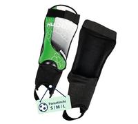 HUDORA Parastinchi con protezione per caviglia - Comodi parastinchi con schiuma - Parastinchi da calcio con protezioni per caviglia in taglia L - Attrezzatura da calcio per bambini e ragazzi - Verde