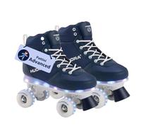 HUDORA Pattini a rotelle LED Advanced Navy - pattini a rotelle di alta qualità con LED blu/bianchi - pattini a rotelle comodi in diverse misure - pattini di stile per ragazzi e ragazze