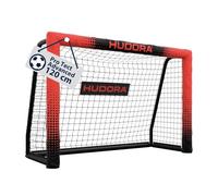 HUDORA Porta da calcio Pro Tect 120 Advanced - Porta da esterno con rete e rivestimento per bambini/adulti - Facile da montare in giardino - Porta con chiusure a strappo e cerniere - Rosso