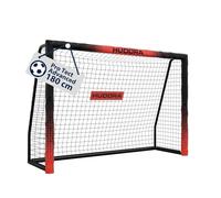 HUDORA Porta da calcio Pro Tect 180 Advanced - Porta da esterno con rete e rivestimento per bambini/adulti - Facile da montare in giardino - Porta con chiusure a strappo e cerniere - Nero