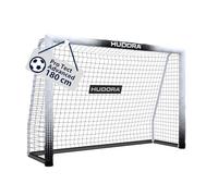 HUDORA Porta da calcio Pro Tect 180 Advanced - Porta da esterno con rete e rivestimento per bambini/adulti - Facile da montare in giardino - Porta con chiusure a strappo e cerniere - Bianco