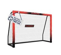 HUDORA Porta da calcio Pro Tect 180 Advanced - Porta da esterno con rete e rivestimento per bambini/adulti - Facile da montare in giardino - Porta con chiusure a strappo e cerniere - Rosso