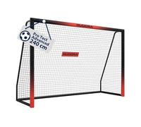 HUDORA Porta da calcio Pro Tect 240 Advanced - Porta da esterno con rete e rivestimento per bambini/adulti - Facile da montare in giardino - Porta con chiusure a strappo e cerniere - Nero