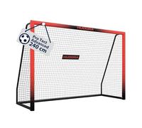 HUDORA Porta da calcio Pro Tect 240 Advanced - Porta da esterno con rete e rivestimento per bambini/adulti - Facile da montare in giardino - Porta con chiusure a strappo e cerniere - Rosso