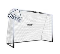 HUDORA Porta da calcio Pro Tect 300 Advanced - Porta da esterno con rete e rivestimento per bambini/adulti - Facile da montare in giardino - Porta con chiusure a strappo e cerniere - Bianco