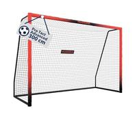 HUDORA Porta da calcio Pro Tect 300 Advanced - Porta da esterno con rete e rivestimento per bambini/adulti - Facile da montare in giardino - Porta con chiusure a strappo e cerniere - Rosso