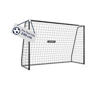 HUDORA Pro Tect 240 Lite - Porta calcio da giardino con pali imbottiti, per l’esterno - facile da montare grazie alle connessioni a scatto - porta stabile in acciaio per bambini e ragazzi - nera