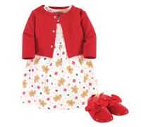 Hudson Baby Baby-M dchen Baumwollkleid, Strickjacke und Schuh-Set, Sugar Spice, 0 3 Monate