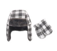 Hudson Baby Cacciatore Cappello E Guanti Set, Carbone/Bianco Plaid
