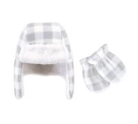 Hudson Baby Cacciatore Cappello E Guanti Set, Grigio/Bianco Plaid