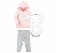 Hudson Baby Felpa con Cappuccio Body E Pantalone, Brillantini Unicorn