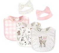 Hudson Baby Unisex Baby Cotton Bib and Headband or Caps Set, Enchanted Forest, One Size