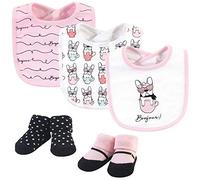 Hudson Baby Unisex Baby Cotton Bib and Sock Set, Pink Bonjour, One Size