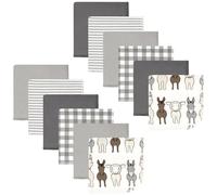 Hudson Baby Unisex Baby Flannel Washcloths, Farm Friends Cream 12Pk, One Size