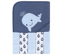 Hudson Baby Unisex Baby Hooded Towel & Five Washcloths, Sailor Whale, One Size