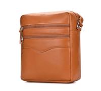 Hudson & James Borsa da uomo in vera pelle, unisex, a tracolla, per viaggi, vacanze, telefono cellulare, Marrone chiaro, M