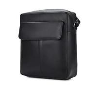 Hudson & James Borsa da uomo in vera pelle, unisex, a tracolla, per viaggi, vacanze, telefono cellulare, Nero , M