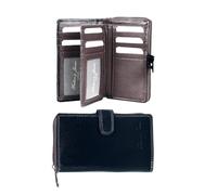 Hudson & James Portafoglio da donna in vera pelle, con chiusura a zip, portamonete, Marrone, M, Minimalista