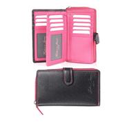 Hudson & James Portafoglio da donna in vera pelle, con chiusura a zip, portamonete, rosa, M, Minimalista