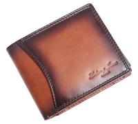 Hudson & James Portafoglio da uomo in vera pelle con blocco RFID, con porta carte, scomparti per banconote, tasca portamonete, portafogli minimalisti da uomo con confezione regalo, Marrone chiaro, M