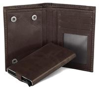 Hudson & James Portafoglio sottile da uomo in pelle minimalista, design pop-up, blocco RFID, custodia per carte di credito in metallo con tasca per monete, finestra d'identità, può contenere fino a 10